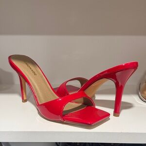 Lemonade Red Patent Double-Strap Stiletto Heels